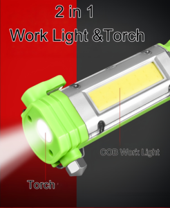 Lampe de travail multifonctionnelle COB avec aimant Marteau de sécurité étanche pour réparation automobile Lampe de poche d'urgence à LED Cutter télescopique - Product Image 4