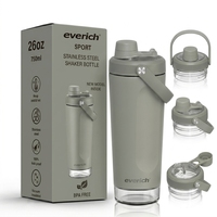 Nouvelles Bouteilles Shaker Isothermes en Acier Inoxydable de 26 oz Personnalisables et Anti-fuite avec Base de Rangement