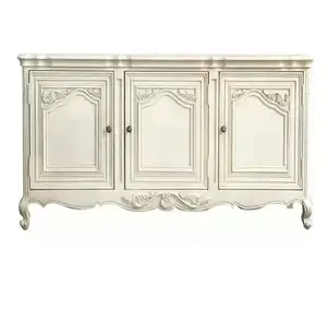 Vitrina de madera maciza tallada estilo Palacio para sala de estar, mueble de vino francés, retro, ligero, de lujo