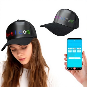 Gorra de Béisbol Impermeable con Pantalla <span class=keywords><strong>LED</strong></span> Controlada por Aplicación, Bluetooth, PU, para Eventos de Catering y Team Building - Product Image 1
