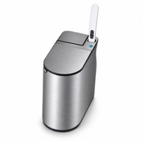 Poubelle intelligente ELPHECO à capteur tactile par induction en plastique avec couvercle, design étroit pour usage domestique, brosse de toilette jetable