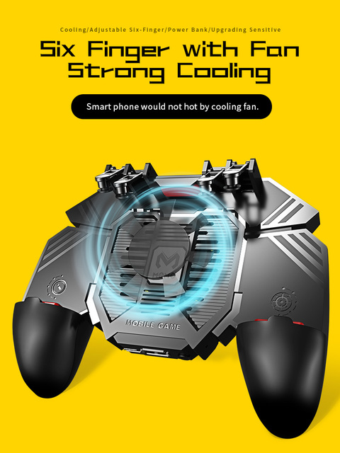 MEMO AK77 Plug-in Six Finger All-in-One Mobile Game Controller Free Fire Key Button Joystick Gamepad L1 R1 Trigger