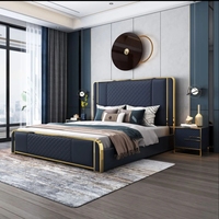 Vente directe d'usine de meubles de chambre à coucher d'art en flanelle d'agneau de style nordique mobilier de chambre à coucher italien de luxe moderne de grande taille ensemble de chambre à coucher