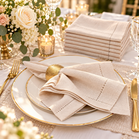 Serviettes de cocktail personnalisées brodées, en lin et coton, à découpe carrée, pour mariage, fête ou dîner
