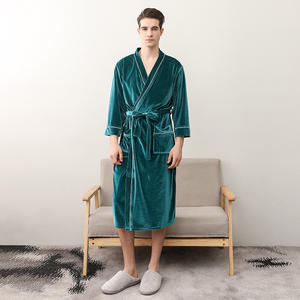 Batas para parejas de primavera y otoño de alta calidad, ropa de dormir de <span class=keywords><strong>manga</strong></span> larga para amantes, pijamas de lujo Unisex - Product Image 5