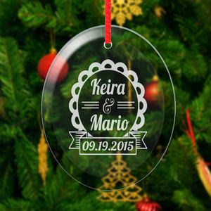 Ornamenti in vetro trasparente di natale forma ovale con nome di incisione personalizzata - Product Image 5