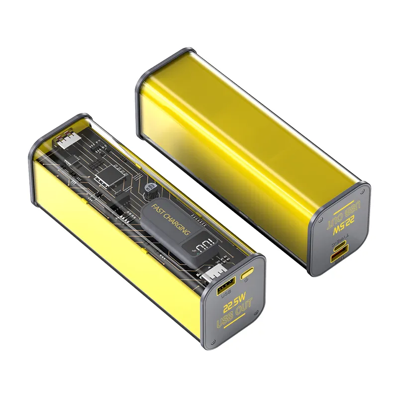 LED 디지털 디스플레이 21700 배터리 DIY 고속 충전 전원 은행 투명 양방향 PD20W 20000mah 22.5W 리튬 폴리머 배터리 TYPE-C