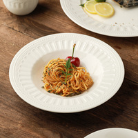 Service de vaisselle en céramique rétro gaufrée, compatible lave-vaisselle, pour hôtels – Vaisselle de luxe léger pour fruits, poisson et plats occidentaux