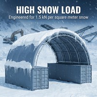 Structure en tissu pour bâtiment, abri de 60 m, conteneur de stockage, hangar, entrepôt, tente, membrane PVC certifiée, acier galvanisé pour l'exploitation minière