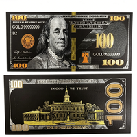 Faux billets de banque réalistes en feuille d'or de 100 dollars américains, collection artistique, billet de banque noir USD, 100 dollars pour fête