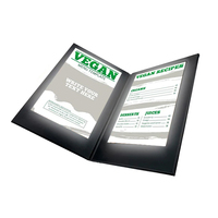 Porte-menu LED rétroéclairé rechargeable en gros, support de menu lumineux 2 pages, livre de menu lumineux