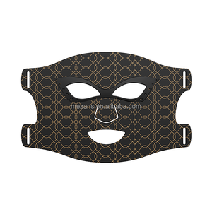 <span class=keywords><strong>Masque</strong></span> facial et cervical LED en silicone 3D noir OEM à double zone, 352 LED, 3 niveaux, <span class=keywords><strong>masque</strong></span> de luminothérapie rouge portable - Product Image 6