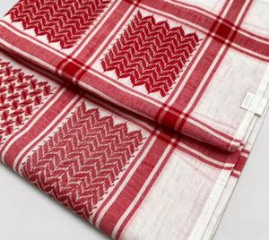 Keffiyeh Shemagh classique rouge et blanc en jacquard, foulard saoudien du Moyen-Orient - Product Image 3