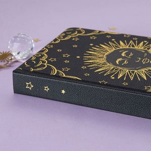 Purple Star Inspiration Black Sun Power Premium A5 PU Leather Hardcover Journal Gold Foil Dot <b>Sewing</b> Notebook for Creative Gift - Product Image 4