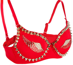 エキゾチックなランジェリーブラックゴールドスタッズリベット & ウィング下着ブラ大人の女性クラブウェア - Product Image 6