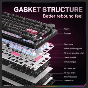 Clavier mécanique sans fil USB ONIKUMA MT706, compartiment de rangement caché, 81 touches, structure de pavé tactile personnalisée, e-sport - Product Image 4