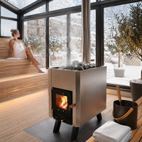 Moderna Estufa de Leña Acrílica para Sauna con Función de Vapor Seco, Marca Warmfire, Ventanas Transom para Uso en Villas - Directo de Fábrica