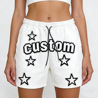 Shorts décontractés en molleton pour femme, personnalisables avec broderie chenille, cordon de serrage et taille élastique, style streetwear