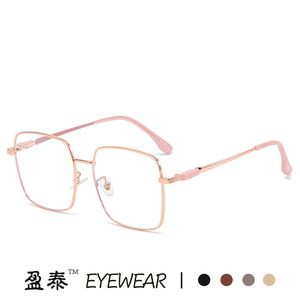 แว่นกรองแสงสีฟ้าทรงสี่เหลี่ยม กรอบโลหะเต็มกรอบ เลนส์ใส 男女兼用 ป้องกันแสงสีฟ้า - Product Image 2