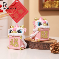 Lot de 4 figurines en résine Dragon Lion Dance, style chinois, ornement porte-bonheur, décoration de bureau, cadeau festif de collection