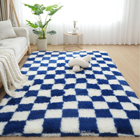 Tapis shaggy noir et blanc abstrait en peluche, écologique, lavable et antidérapant pour chambre à coucher, salon et décoration intérieure