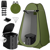 Perlengkapan Toilet Portabel untuk Berkemah dengan Tenda Privasi Lipat, Kamar Mandi yang Dapat Dicuci, Ruang Ganti, dan Tas untuk Penggunaan di Luar Ruangan, Hiking, Pantai, dan Perjalanan