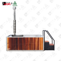 Vapasauna, bain à remous hybride commercial, chauffé au bois et électriquement, bain spa en acier inoxydable avec système de massage, utilisation en extérieur