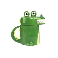 Tasse Crocodile de haute valeur avec jolie fille dessin animé grande capacité tasse à boire en céramique drôle fête avec couvercle