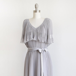 Moda de verano <span class=keywords><strong>O</strong></span> cuello de gasa plisada vestido de las mujeres - Product Image 3