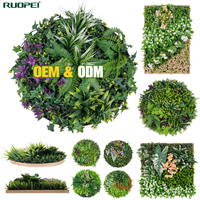 Cadre mural rond artificiel vert 60 cm (24 po) avec disque de plantes artificielles mélangées (fougères et fleurs) pour la décoration de cafés, salons, bureaux et arrière-plans de mariage