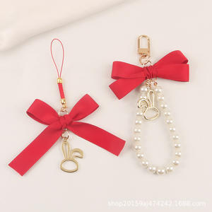 Nouvelle perle ruban porte-clés pendentif créatif alliage lapin accessoires frais étui pour écouteurs sac décoration - Product Image 2