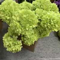 B-696 Beli Grosir Dekorasi Rumah Bunga Hydrangea Sutra Hijau Dekoratif Cabang Panjang Hydrangea Bunga Buatan Tunggal Besar