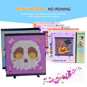 Bulk 2000 Pcs Halloween <b>Beads</b> Craft Kit No Ironing DIY Mosaic Art <b>Set</b> Flexible Mesh Canvas Spooky Pumpkin Skull Educational Toy - Product Image 1