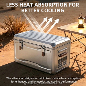 36L Movable Portable Fridge Dual-zone Dual Temperature Control Aluminum 12-240V Metal <b>Refrigerator</b> Car Boat Fridge 12v - Product Image 2
