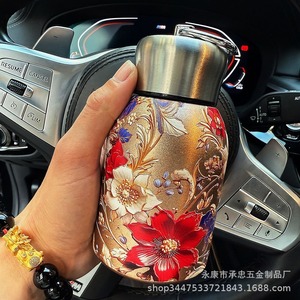 Tazza da taschino con anello portatile per esterno in stile nazionale, piccola tazza di Thermos - Product Image 2