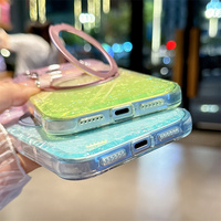 Étui de téléphone en PC IMD aux couleurs dégradées de luxe pour iPhone 15 16 17 18 Pro Max avec support rotatif à 360° et recharge magnétique