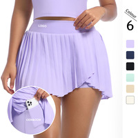 Culottes de tennis à séchage rapide taille haute pour femmes décontracté plissé Anti-exposition Fitness jupe de sport motif solide