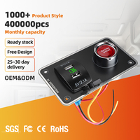 Panneau de Démarrage de Voiture avec Bouton de Démarrage Moteur LED Rouge Bleu Vert, Chargeur USB Double, Interrupteur de Contrôle pour Véhicules et Bateaux
