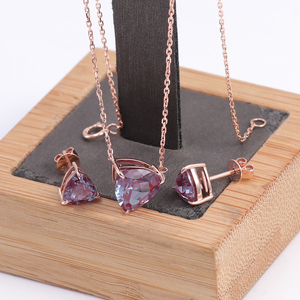 Joyería de 14K, pendiente de Alejandrita de corte <span class=keywords><strong>Trillian</strong></span> de 6,5mm con pendiente de oro rosa Real de 14K, conjunto de joyas de piedras preciosas para mujer - Product Image 2