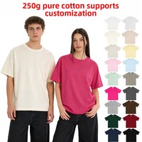 Kaos T-shirt Kasual Unisex Bahan Katun Murni Double Yarn 250gsm 32s, Model Longgar, Kerah Bulat, Lengan Pendek, Gaya Streetwear, Drop Shoulder