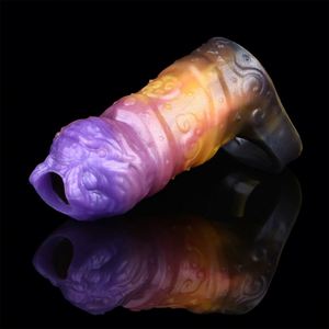Penis Sleeve Fantasy Female Vaginal Contours Cock Sleeve Soft Platinum Silicone Penis Extension Sleeve Sex Toys for Man - Product Image 5