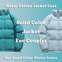 Veste d'hiver décontractée pour homme, couleur unie, col montant, fermeture éclair, vente en gros, vêtements d'extérieur tendance, offre spéciale