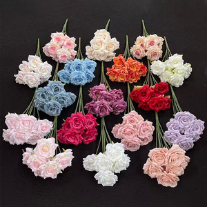 زهور صناعية، باقة من 7 رؤوس، ورود حريرية بلون الكابتشينو، زهور صناعية لتزيين جدار الزفاف على شكل شلال، معبأة في صندوق - Product Image 1