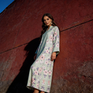 Elegante Abaya de Fiesta de Poliéster con Estampado Personalizado para Mujeres Musulmanas, para Eventos Nocturnos, Venta al por Mayor, OEM - Product Image 3