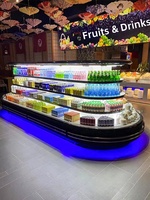 Vitrine Réfrigérée Commerciale Ouverte à Refroidissement par Air, Congélateur à Rideau d'Air pour Supermarché, Boissons et Fruits Frais