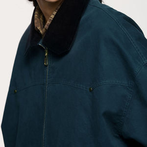 Custom Men's White <strong>Chore</strong> <strong>Jacket</strong> with <strong>Black</strong> Collared <strong>Jackets</strong> Men's Color-blocking Turn-down Collar Zip up Casual Work <strong>Jacket</strong> - Product Image 6