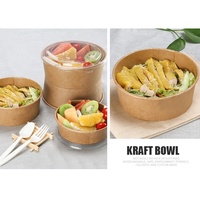 Bol à salade à emporter avec couvercle, papier kraft de qualité alimentaire, 500ml 750ml 1000ml 1100ml 1200ml 1300ml