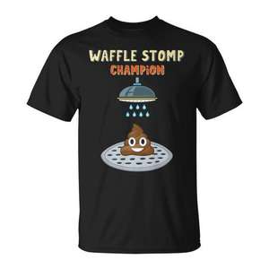 Camiseta Waffle Stomp Champion con diseño de caca de dibujos animados, diseño premium con humor para la ducha y el baño - Product Image 1