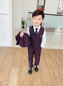儿童套装精品套装花朵男孩连衣裙夹克St男孩婴儿绅士套装三件套 - Product Image 5