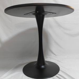 Black Round MDF Dining <strong>Table</strong> Circle <strong>Tulip</strong> <strong>Table</strong> with Thickened Tabletop Mid Century Modern Bistro <strong>Table</strong> for Kitchen - Product Image 6